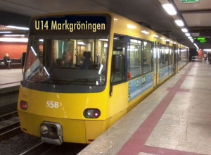 Die Fotomontage zeigt, wie es eines Tages aussehen wird, wenn die U 14 am Arnulf-Klett-Platz in Stuttgart in Richtung Markgröningen abfährt